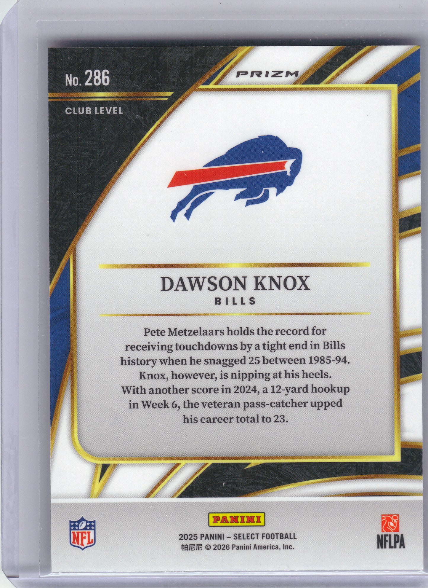 2025 Panini Select #286 Dawson Knox Pink Prizm Shock Buffalo Bills