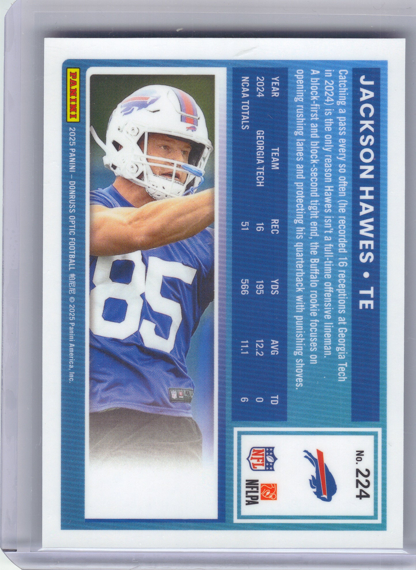 2025 Donruss Optic #224 Jackson Hawes Buffalo Bills RC