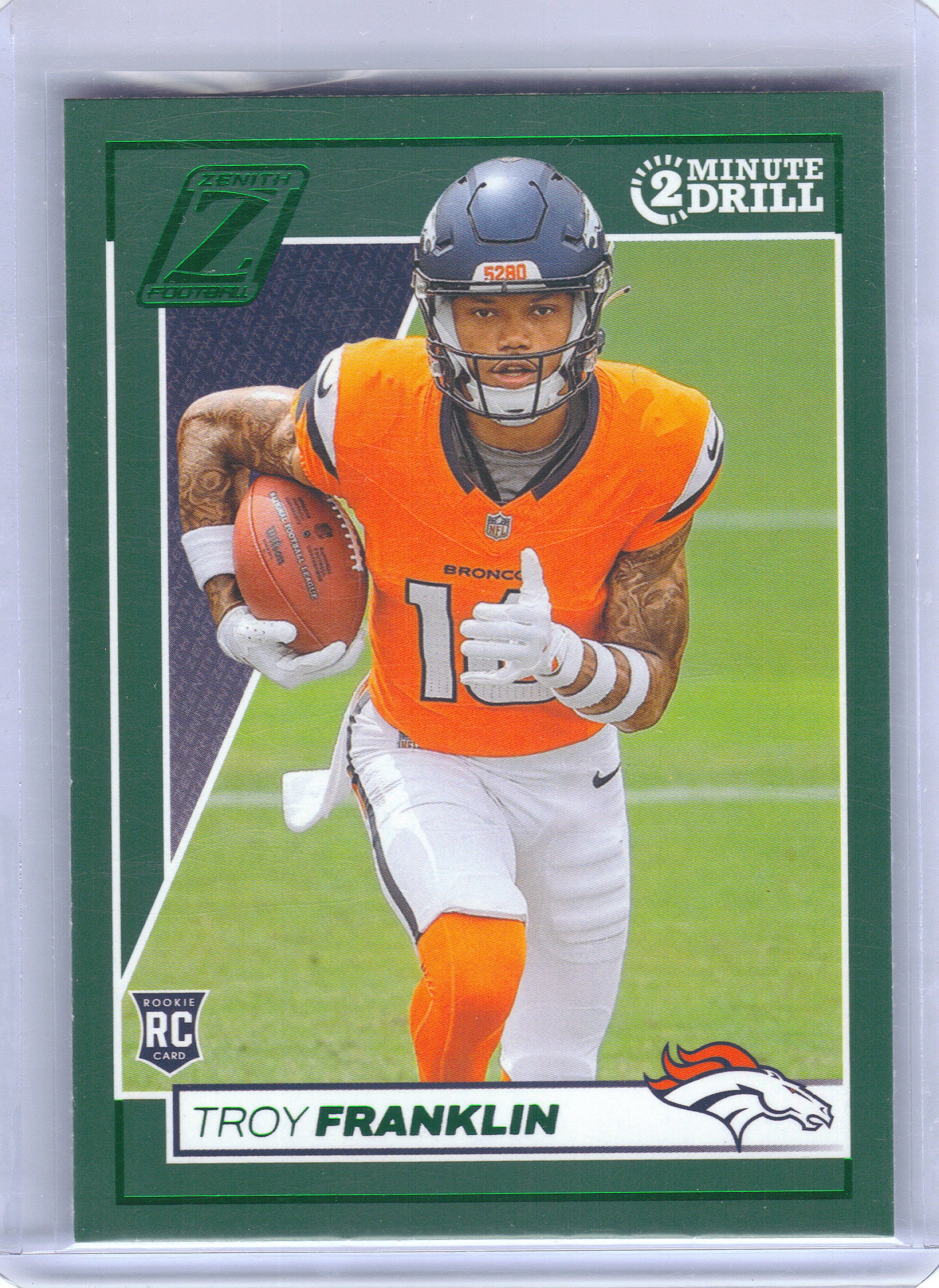 2024 Panini Zenith #194 Troy Franklin Two Minute Drill Denver Broncos RC