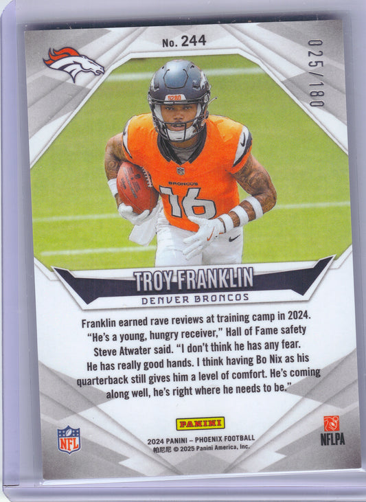 2024 Panini Phoenix #244 Troy Franklin Stars #/180 Denver Broncos SN,RC
