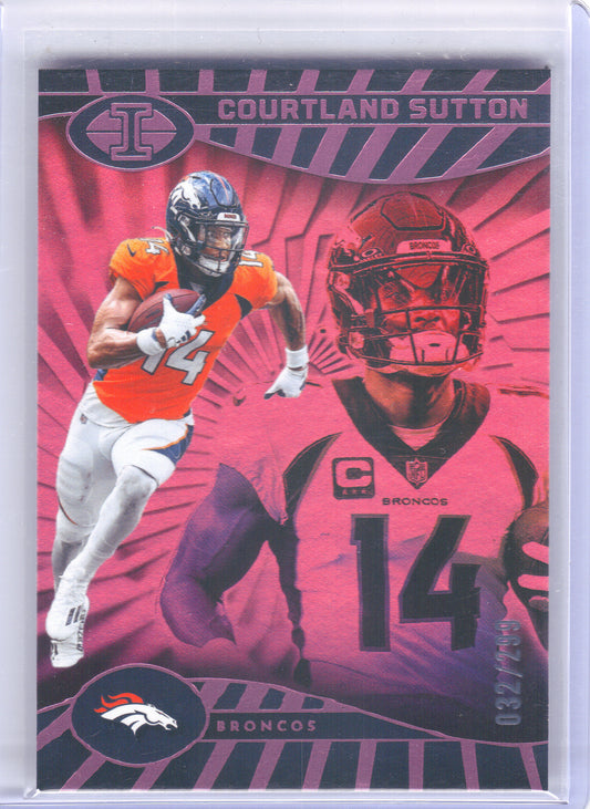 2024 Panini Illusions #23 Courtland Sutton Pink Trophy Collection #/299 Denver Broncos SN