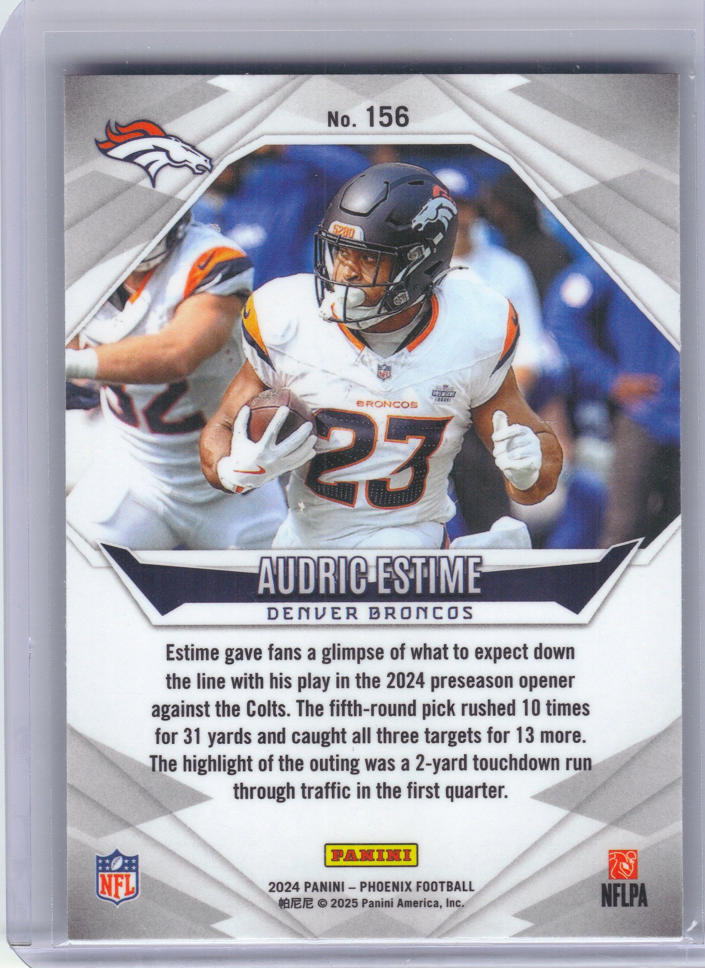 2024 Panini Phoenix #156 Audric Estime Lazer Denver Broncos RC