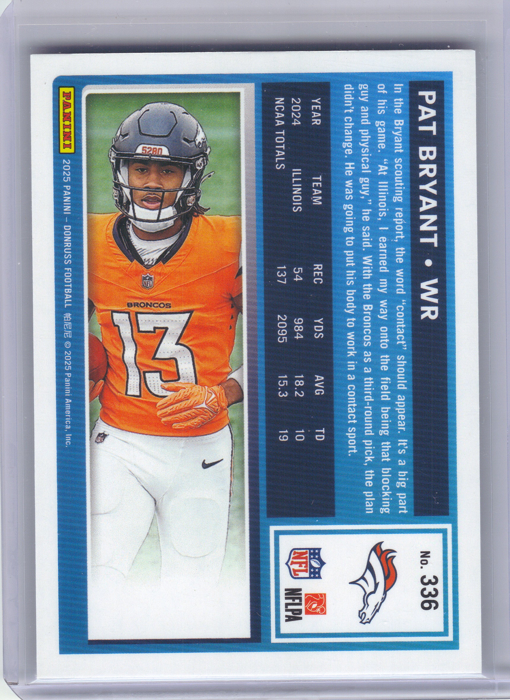 2025 Donruss #336 Pat Bryant x Denver Broncos RC