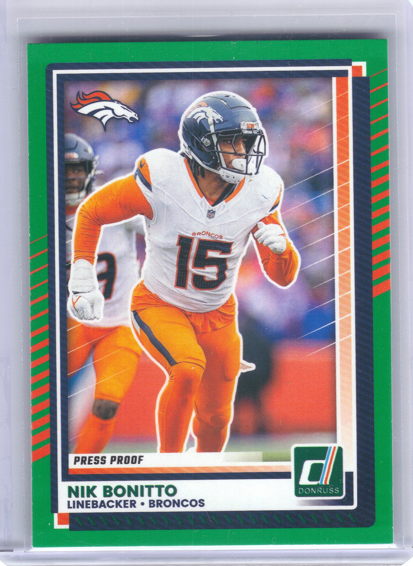 2025 Donruss #300 Nik Bonitto Press Proofs Green Denver Broncos