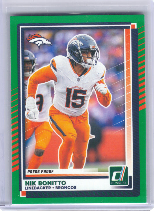 2025 Donruss #300 Nik Bonitto Press Proofs Green Denver Broncos