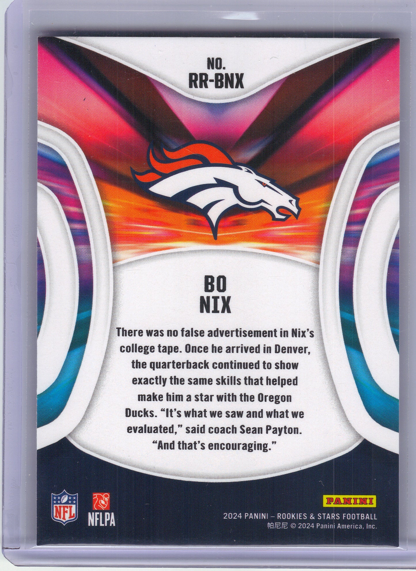 2024 Panini Rookies & Stars #RR-BNX Bo Nix Rookie Rush Denver Broncos