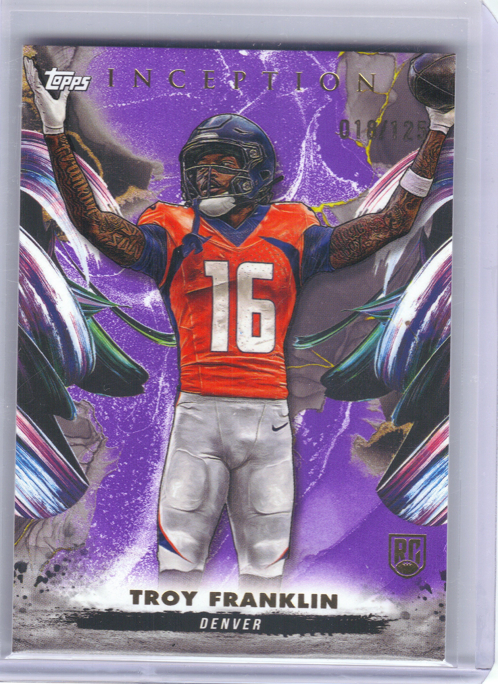 2024 Topps Inception #178 Troy Franklin Purple #/125 Denver Broncos SN,RC