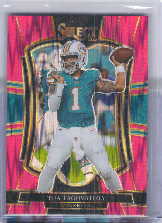 2025 Panini Select #181 Tua Tagovailoa Pink Prizm Shock Miami Dolphins