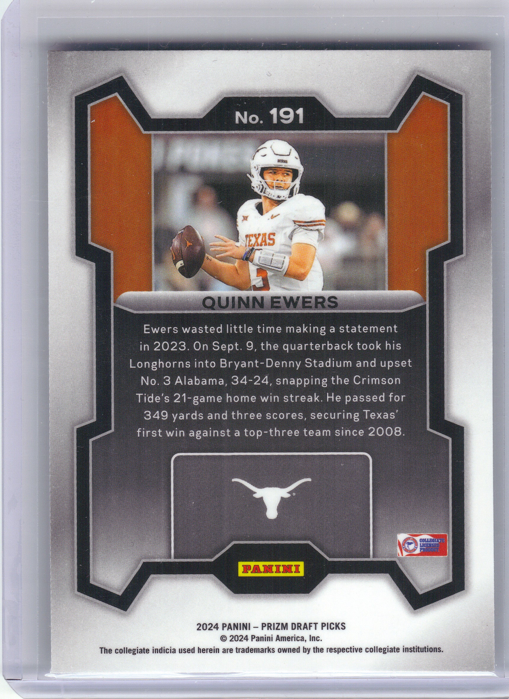 2024 Panini Prizm Draft Picks #191 Quinn Ewers Texas Longhorns