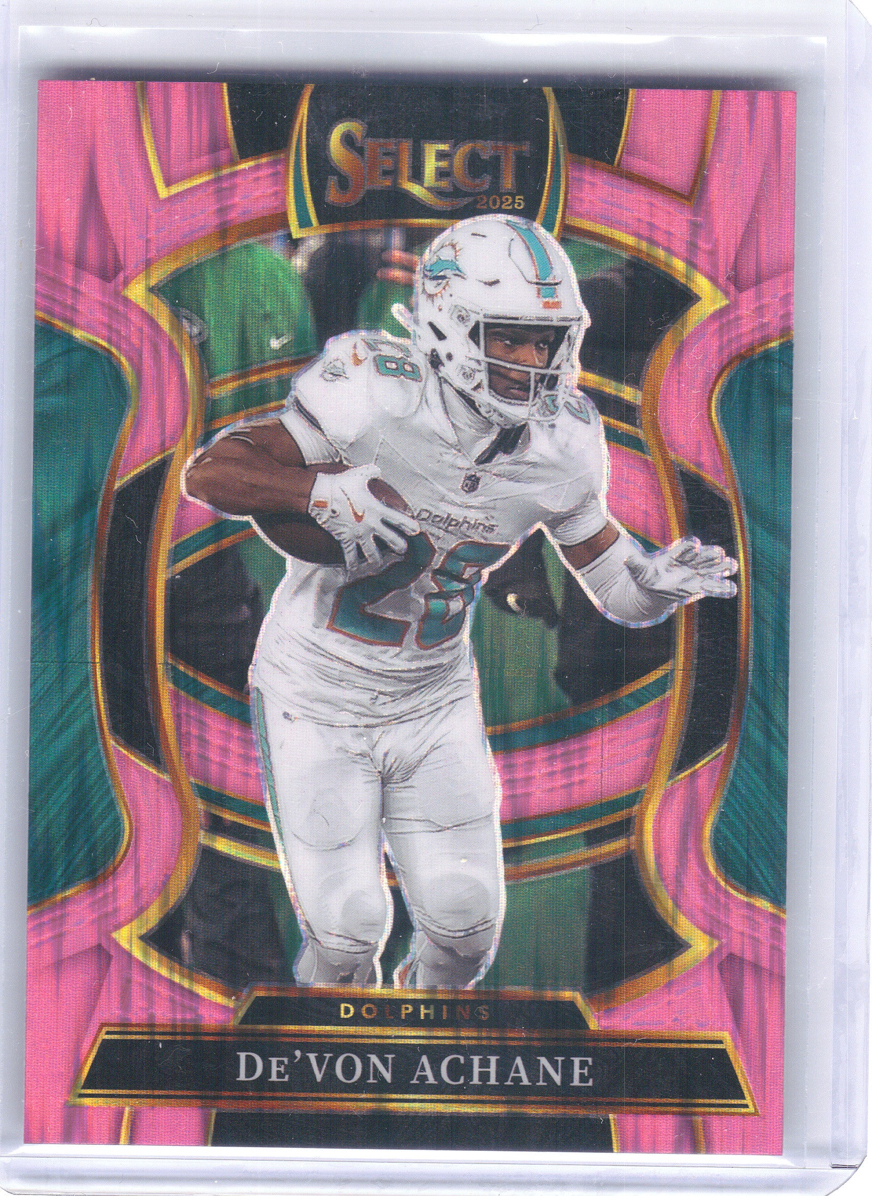 2025 Panini Select #81 De'Von Achane Pink Prizm Shock Miami Dolphins