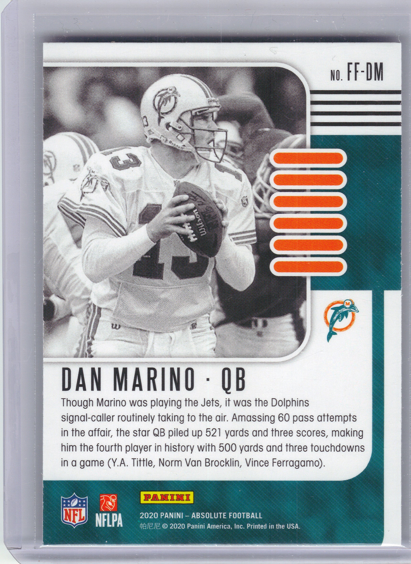 2020 Panini Absolute #FF-DM Dan Marino Fantasy Flashback Miami Dolphins