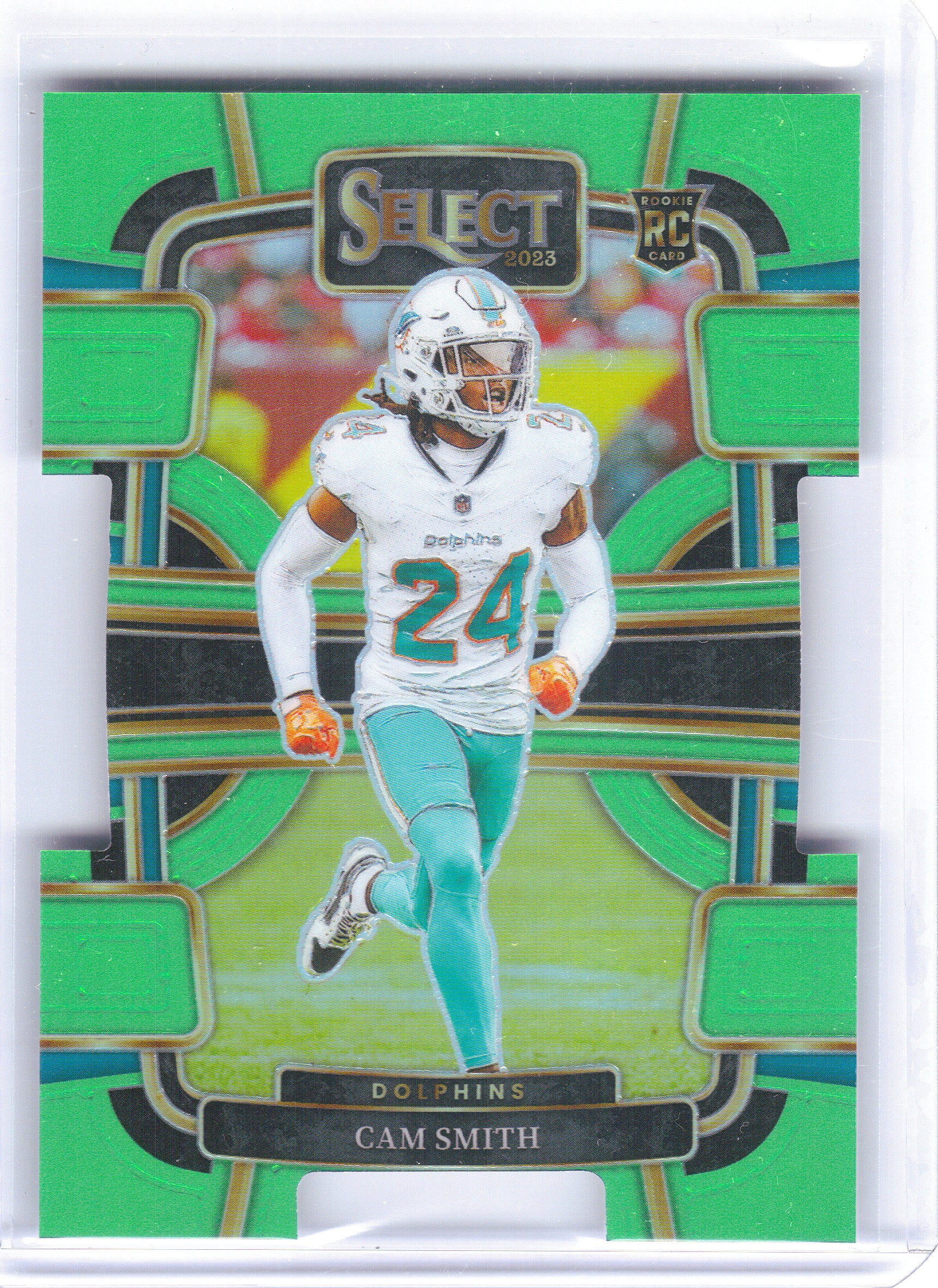 2023 Panini Select #61 Cam Smith Neon Green Prizms Die Cuts #/599 Miami Dolphins SN,RC
