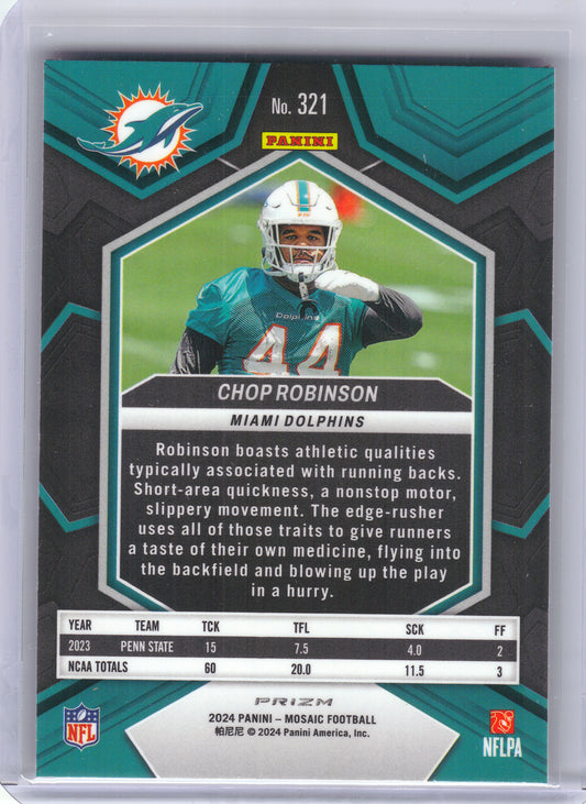 2024 Panini Mosaic #321 Chop Robinson Mosaic Camo Pink Miami Dolphins