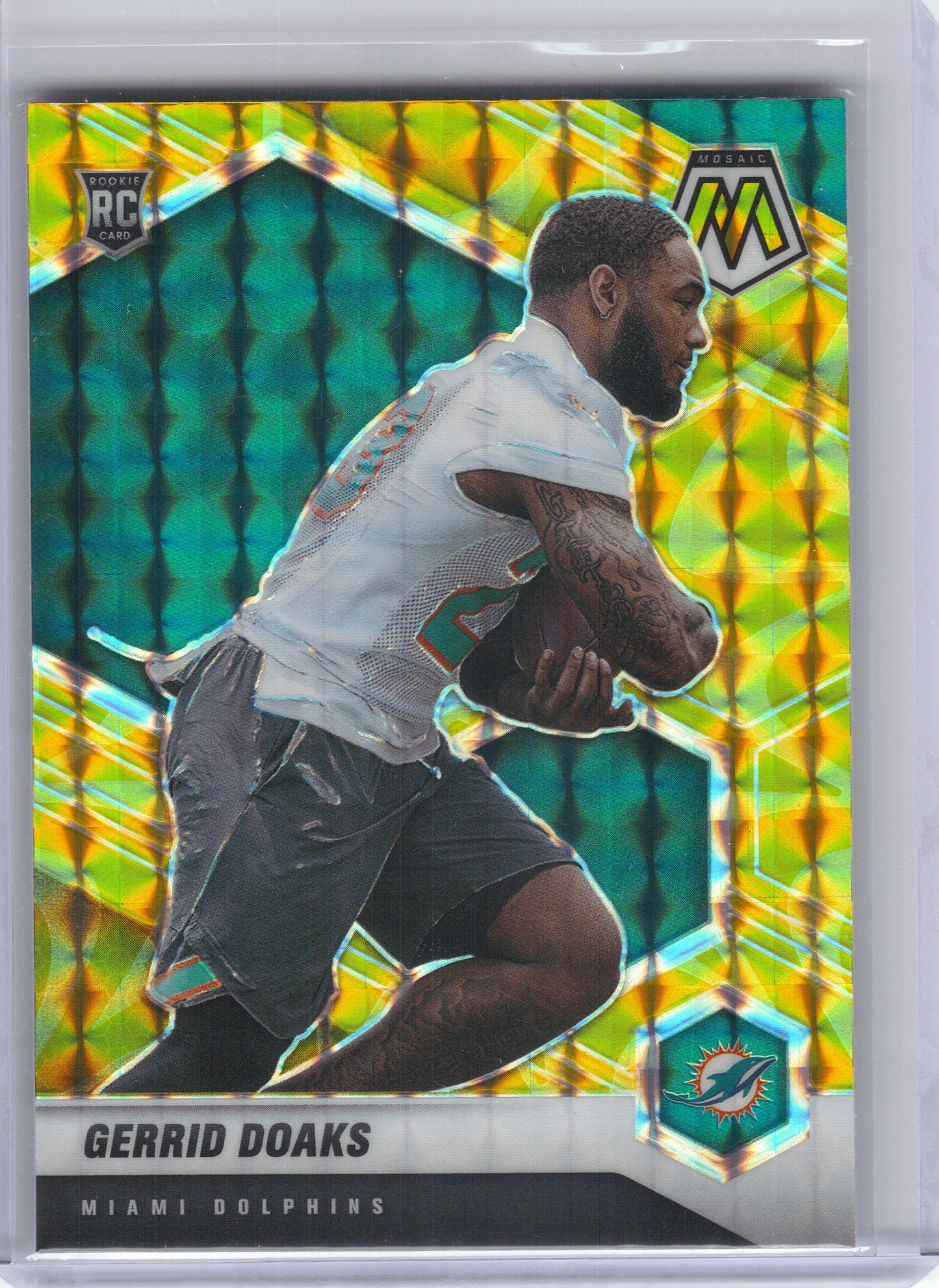 2021 Panini Mosaic #373 Gerrid Doaks Prizm Reactive Yellow Miami Dolphins RC