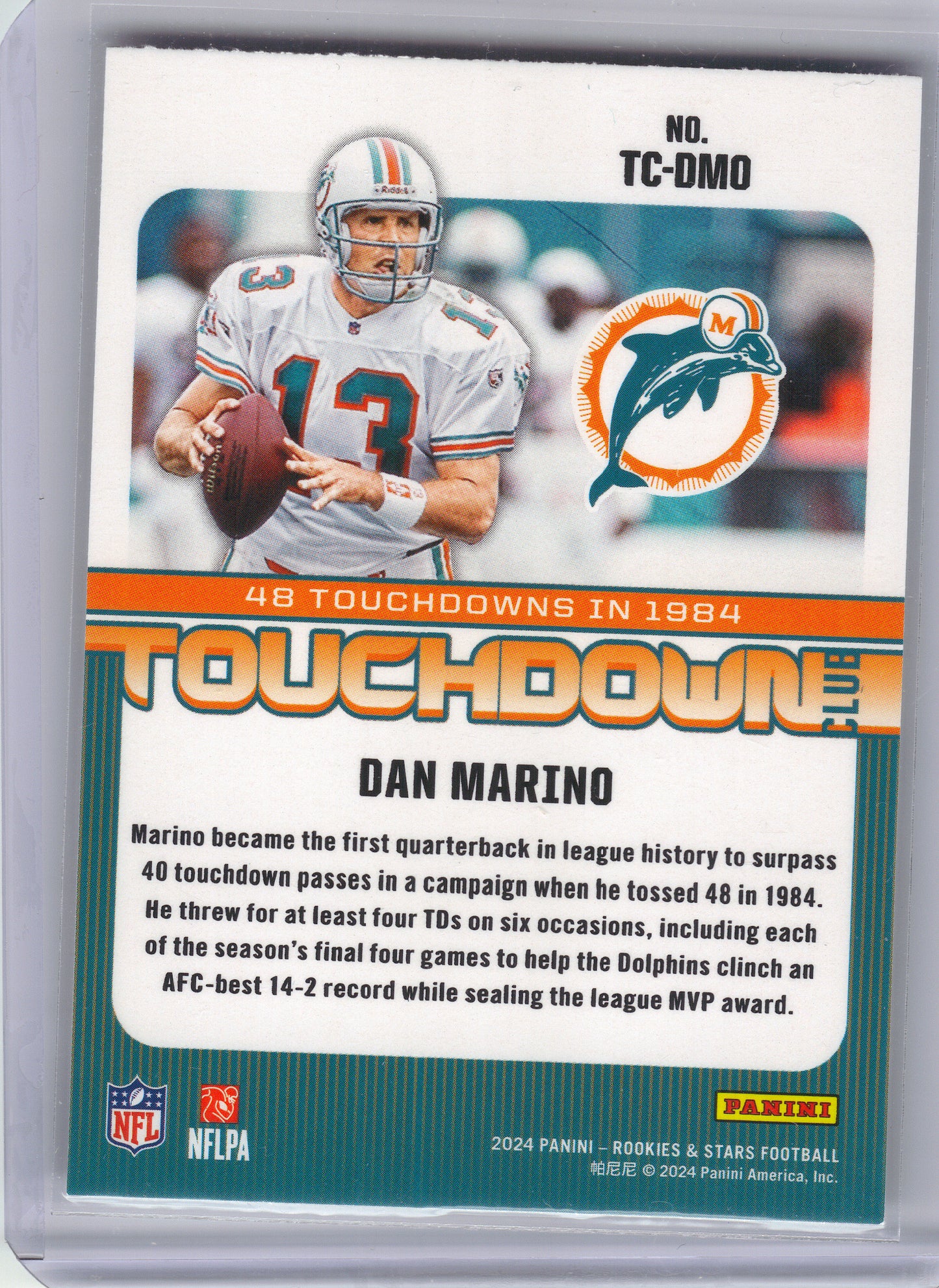2024 Panini Rookies & Stars #TC-DMO Dan Marino Touchdown Club Miami Dolphins