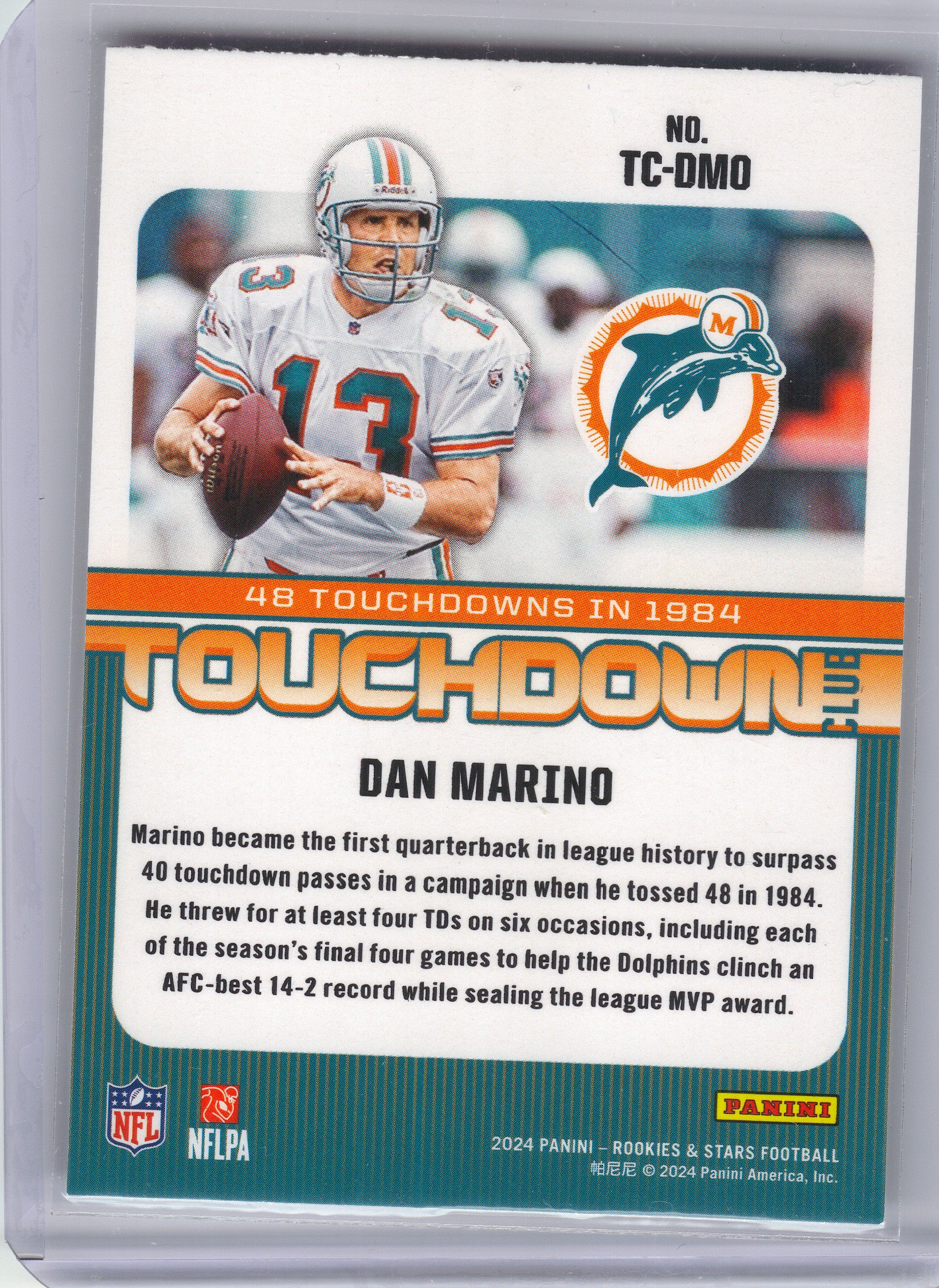 2024 Panini Rookies & Stars #TC-DMO Dan Marino Touchdown Club Miami Dolphins