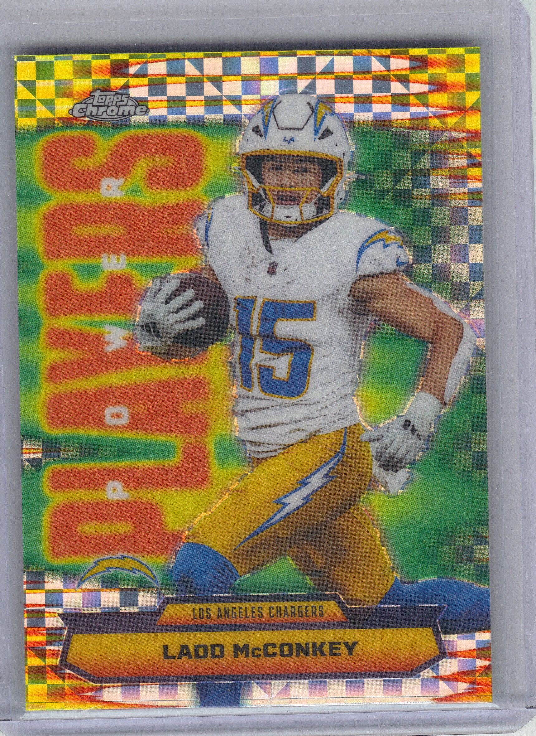 2025 Topps Chrome #PP-27 Ladd McConkey Power Players X-Fractor Los Angeles Chargers
