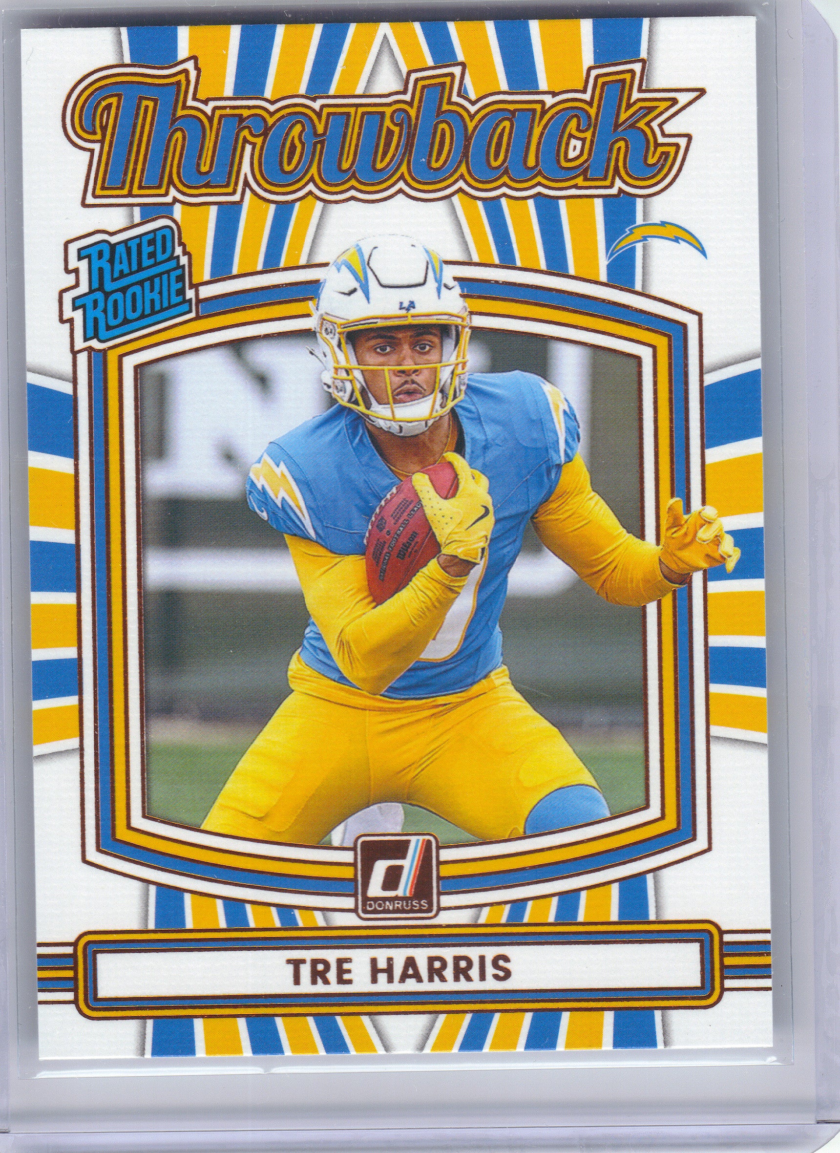 2025 Donruss #34 Tre Harris Rated Rookies Throwback Los Angeles Chargers