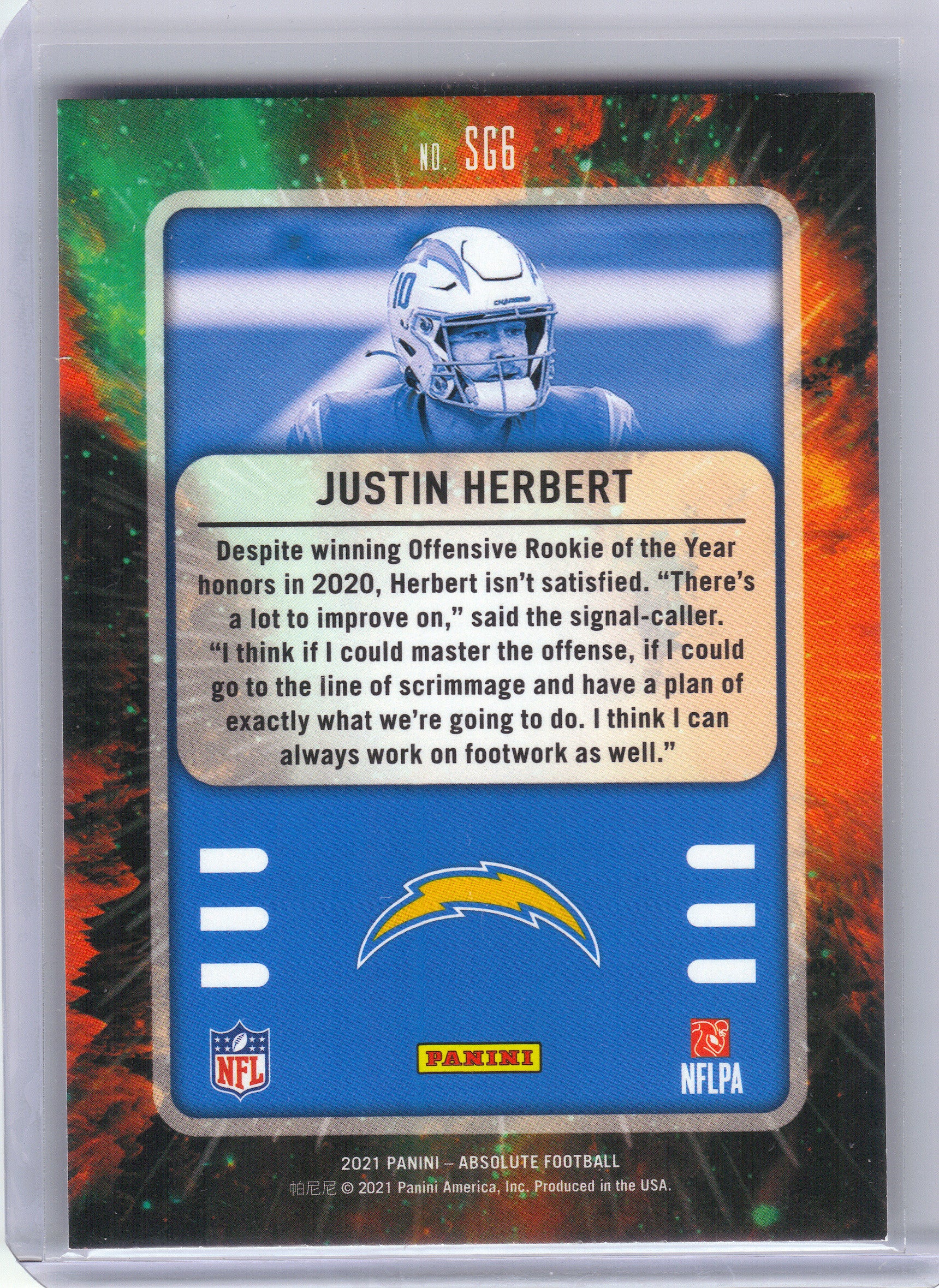 2021 Panini Absolute #SG6 Justin Herbert Star Gazing Los Angeles Chargers