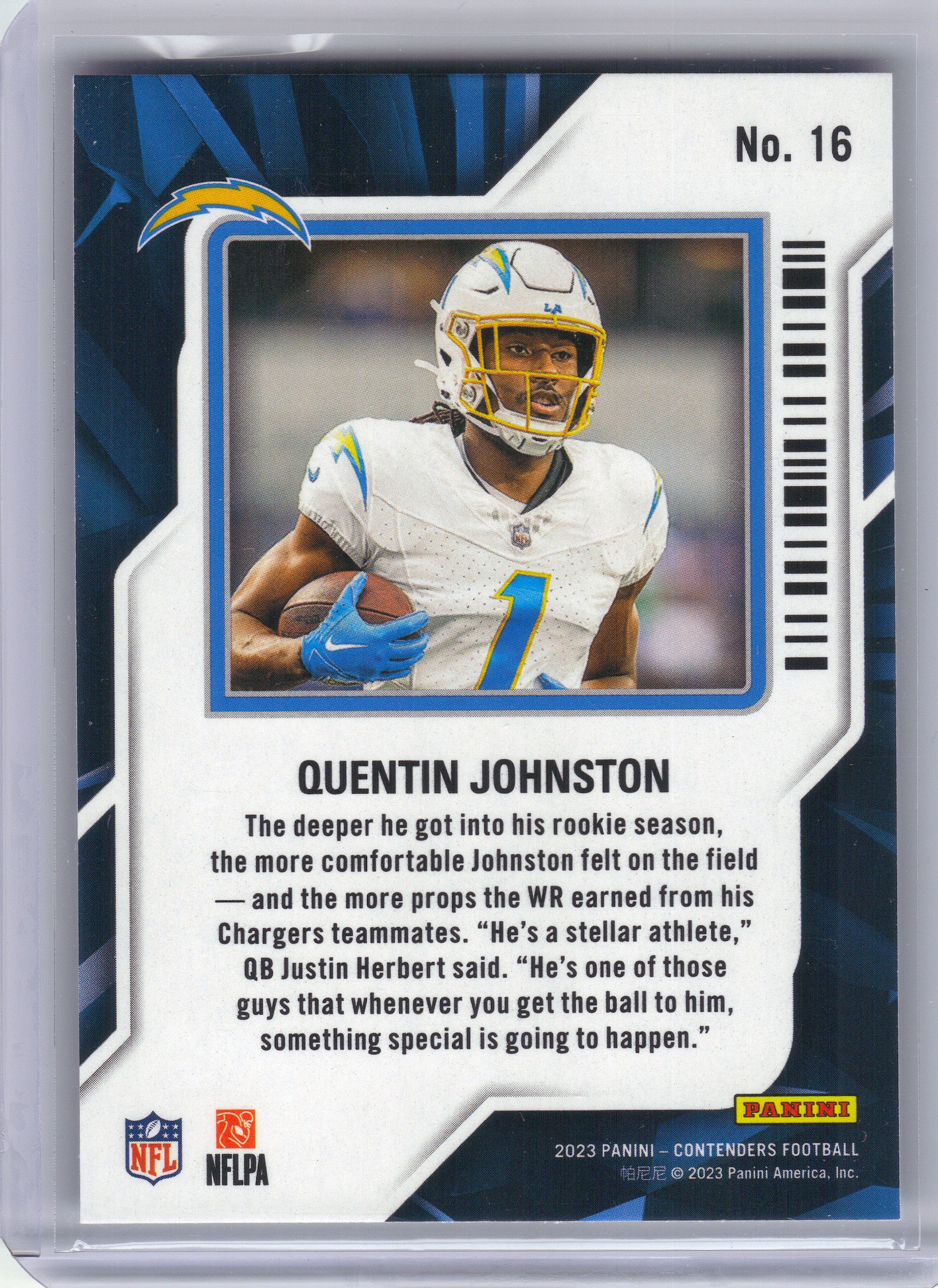 2023 Panini Contenders #16 Quentin Johnston Rookie of the Year Contenders Los Angeles Chargers