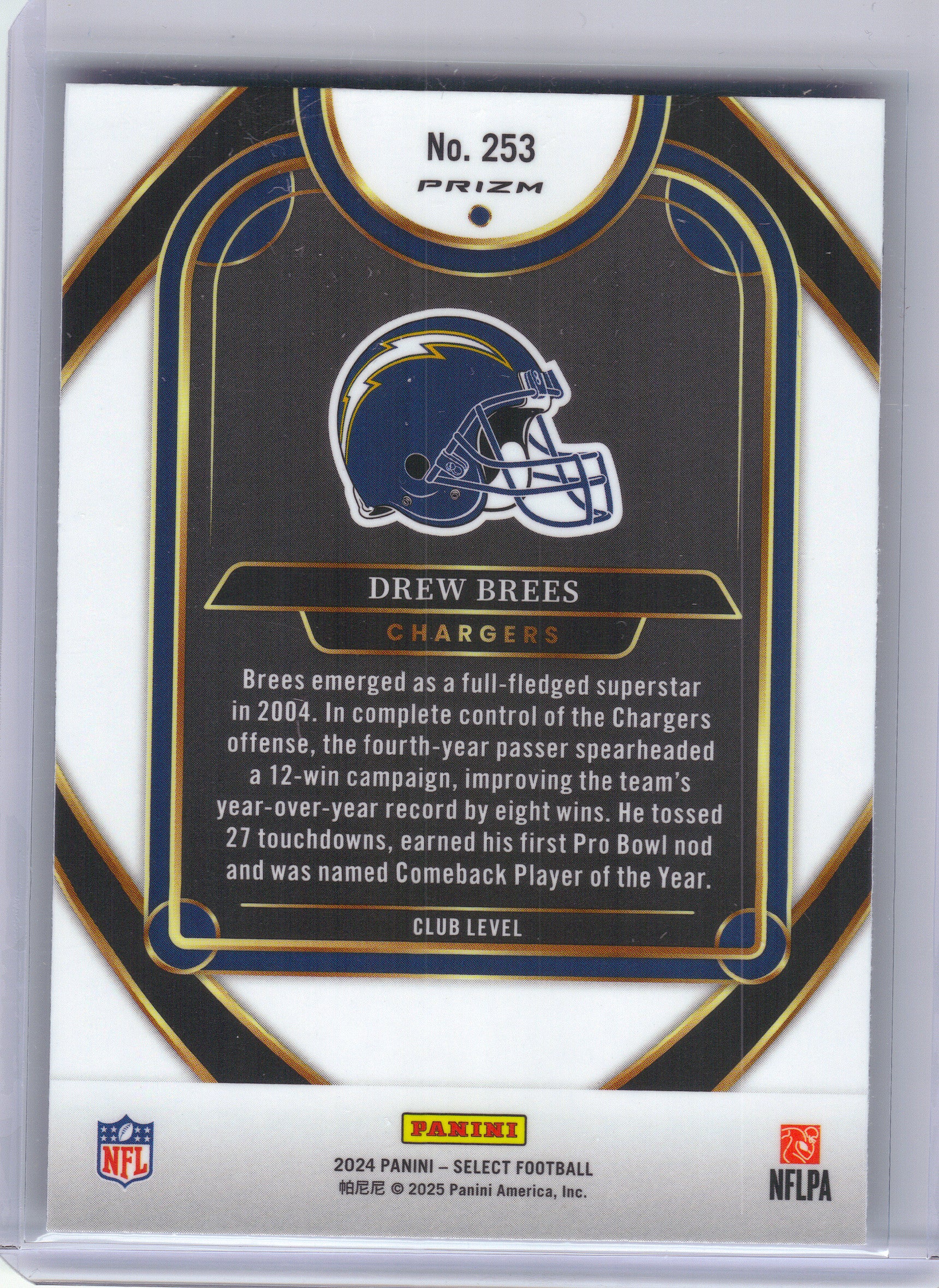 2024 Panini Select #253 Drew Brees Green & Red Prizm Shock San Diego Chargers
