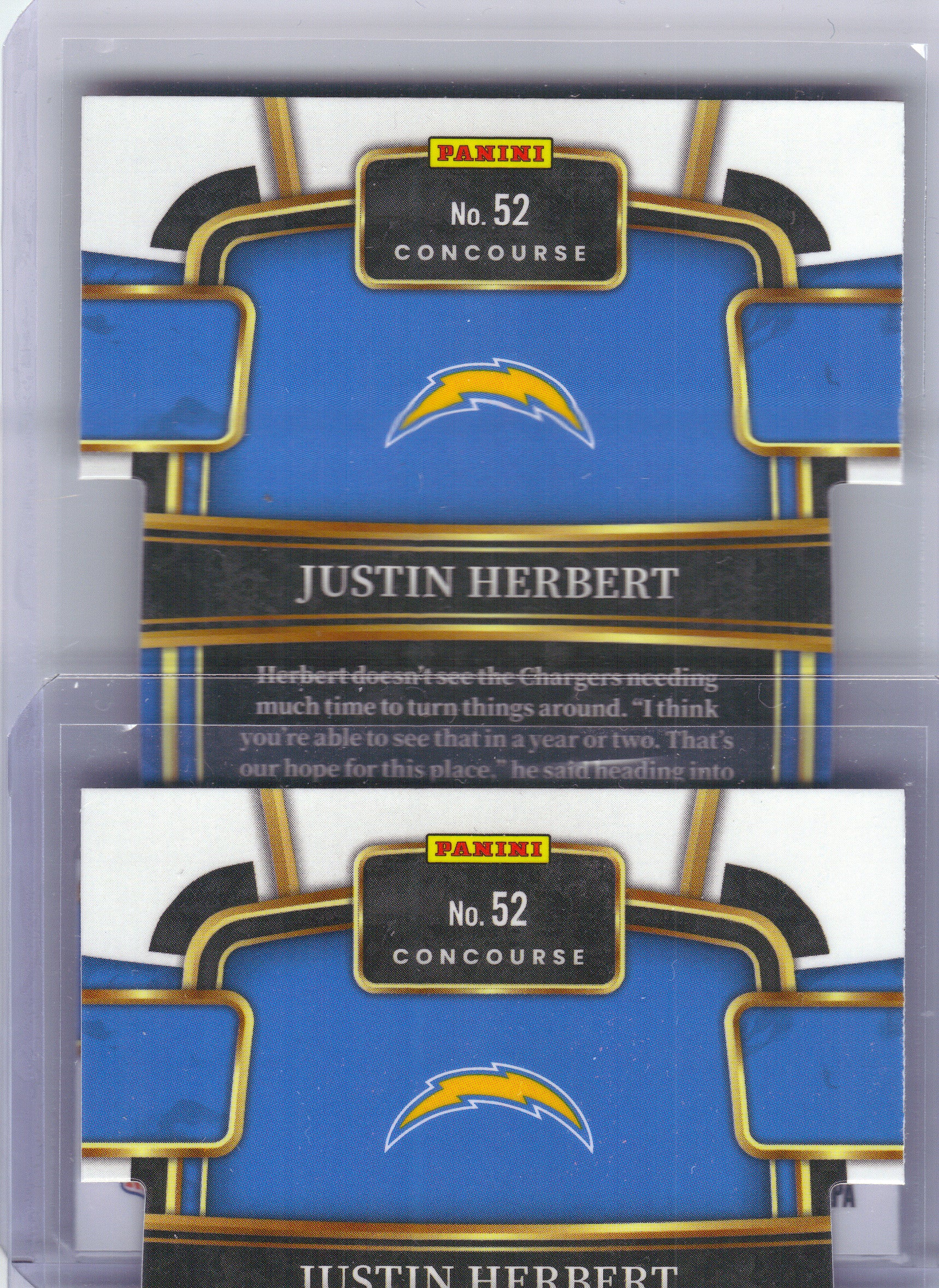 2023 Panini Select #52 Justin Herbert Red and Blue Prizms Die Cuts Los Angeles Chargers