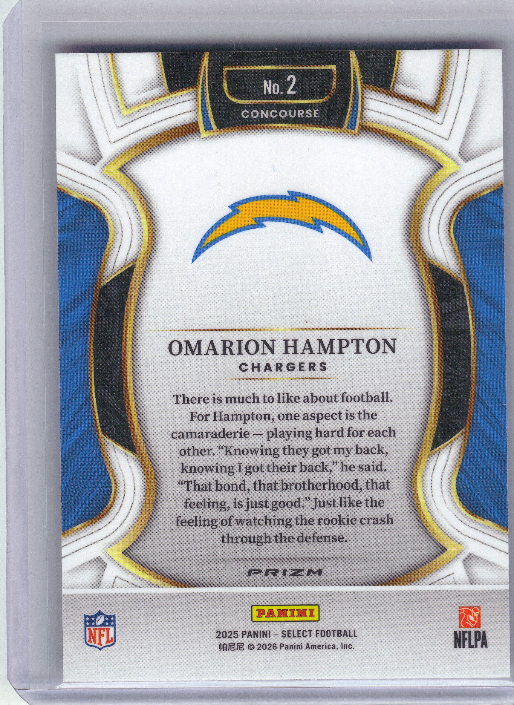 2025 Panini Select #2 Omarion Hampton Pink Prizm Shock Los Angeles Chargers RC