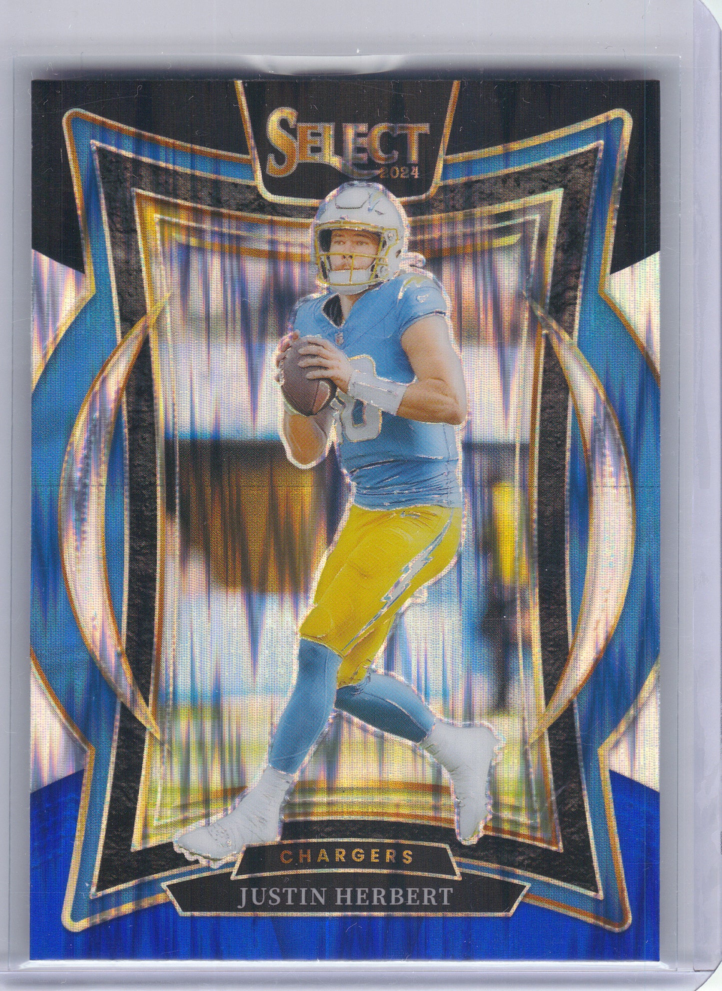 2024 Panini Select #41 Justin Herbert Black & Blue Prizm Shock Los Angeles Chargers