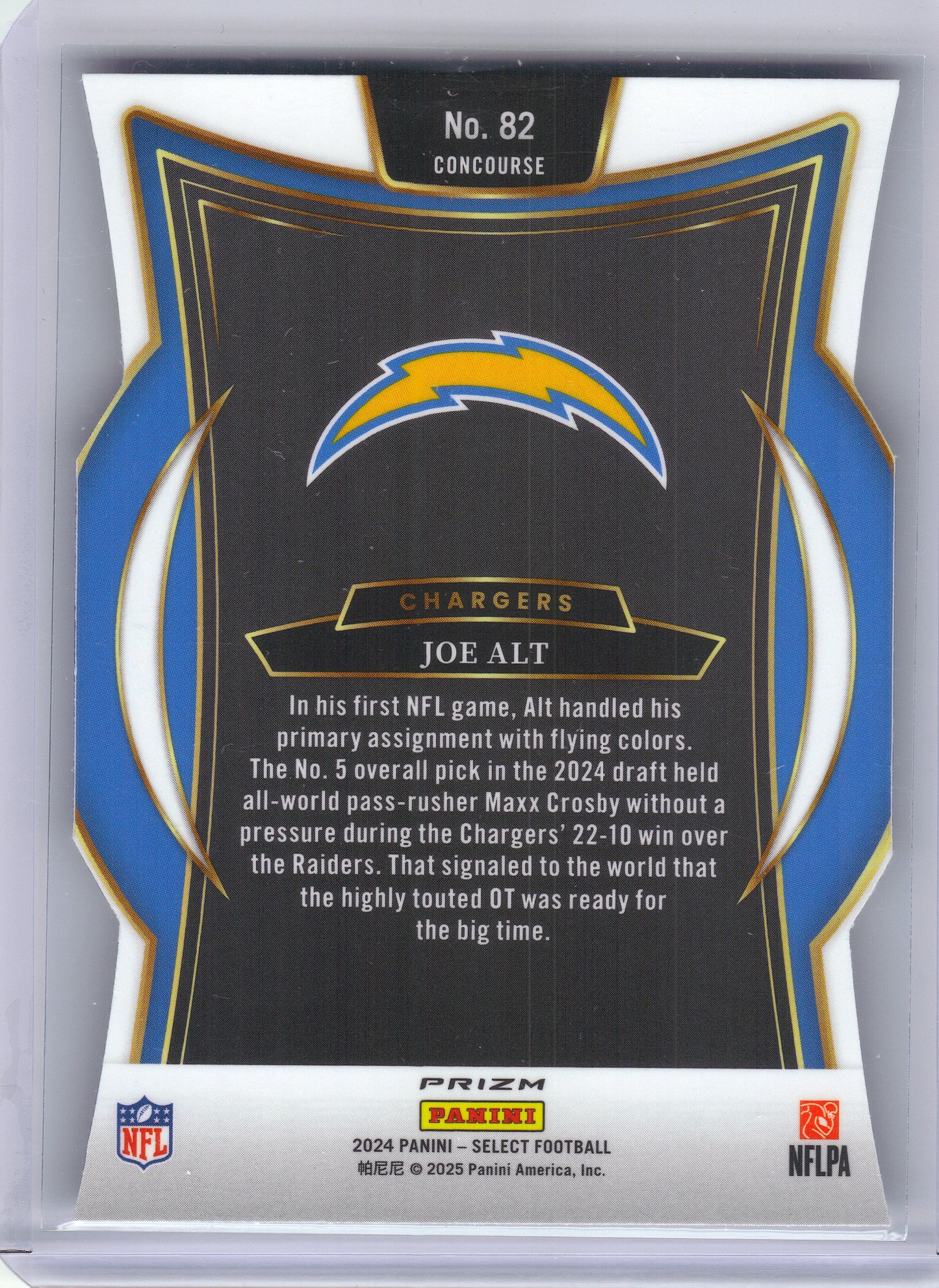 2024 Panini Select #82 Joe Alt Silver Prizm Los Angeles Chargers RC