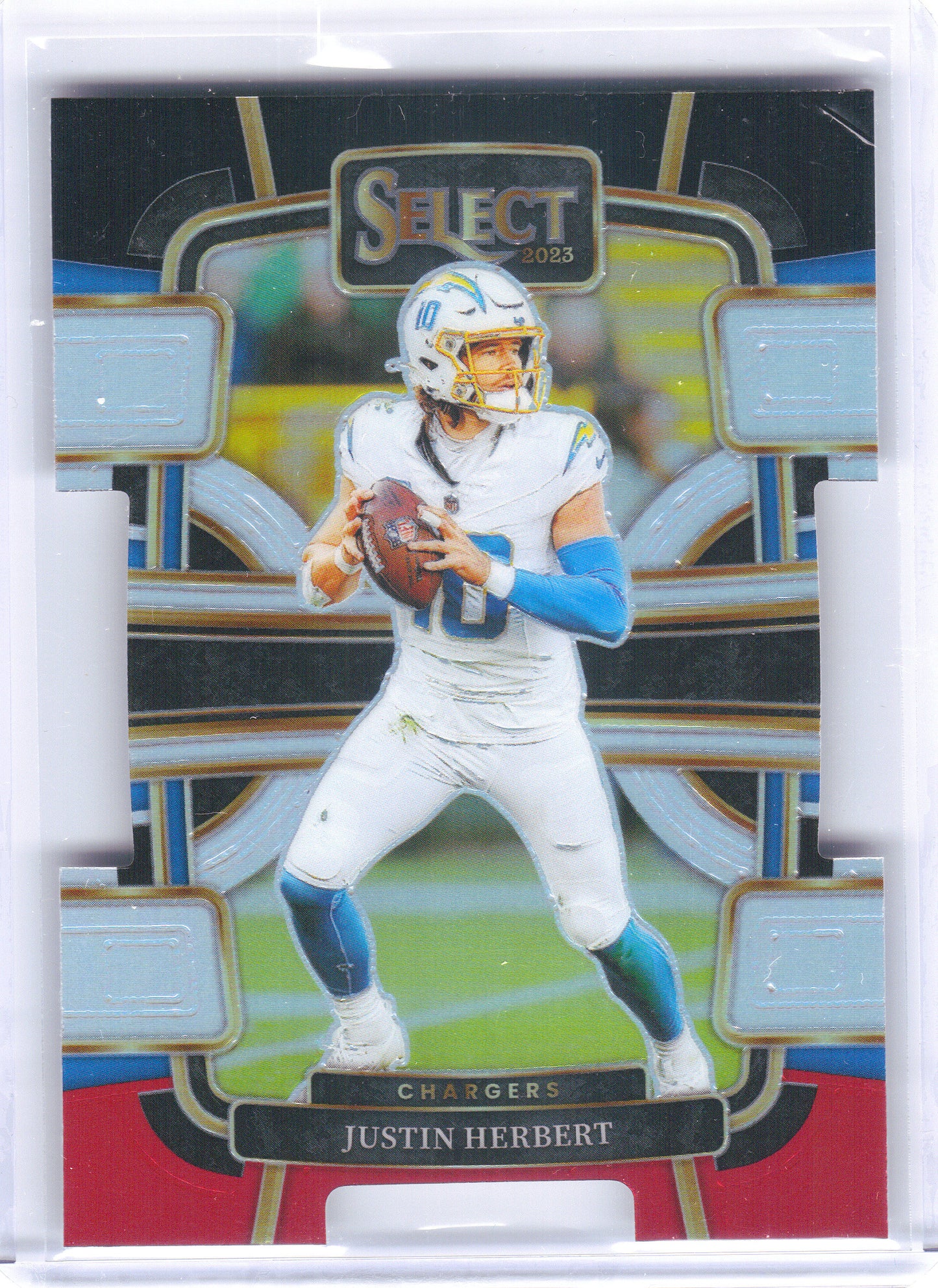 2023 Panini Select #52 Justin Herbert Black and Red Prizms Die Cuts Los Angeles Chargers