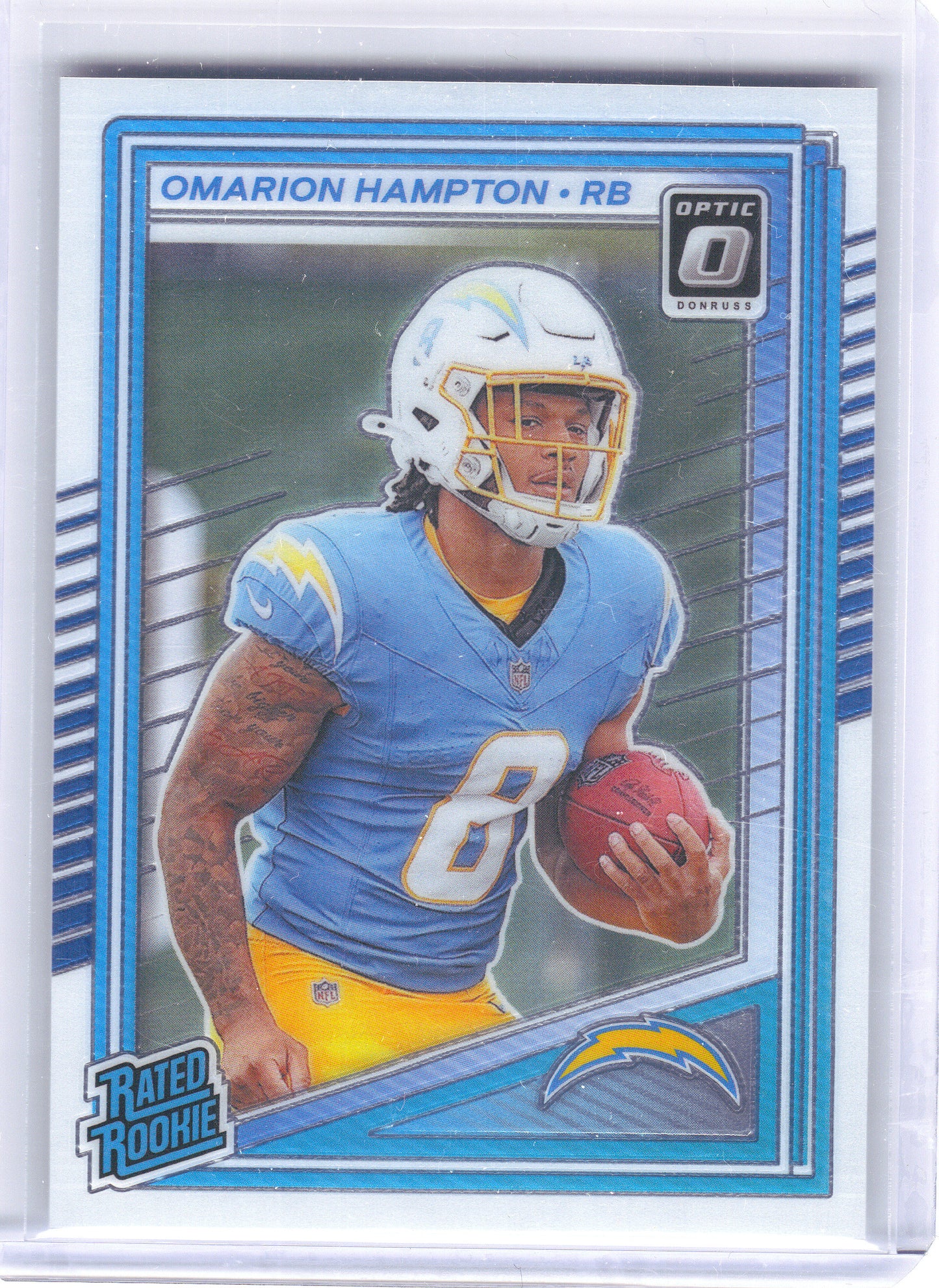 2025 Donruss Optic #212 Omarion Hampton Holo Los Angeles Chargers RC