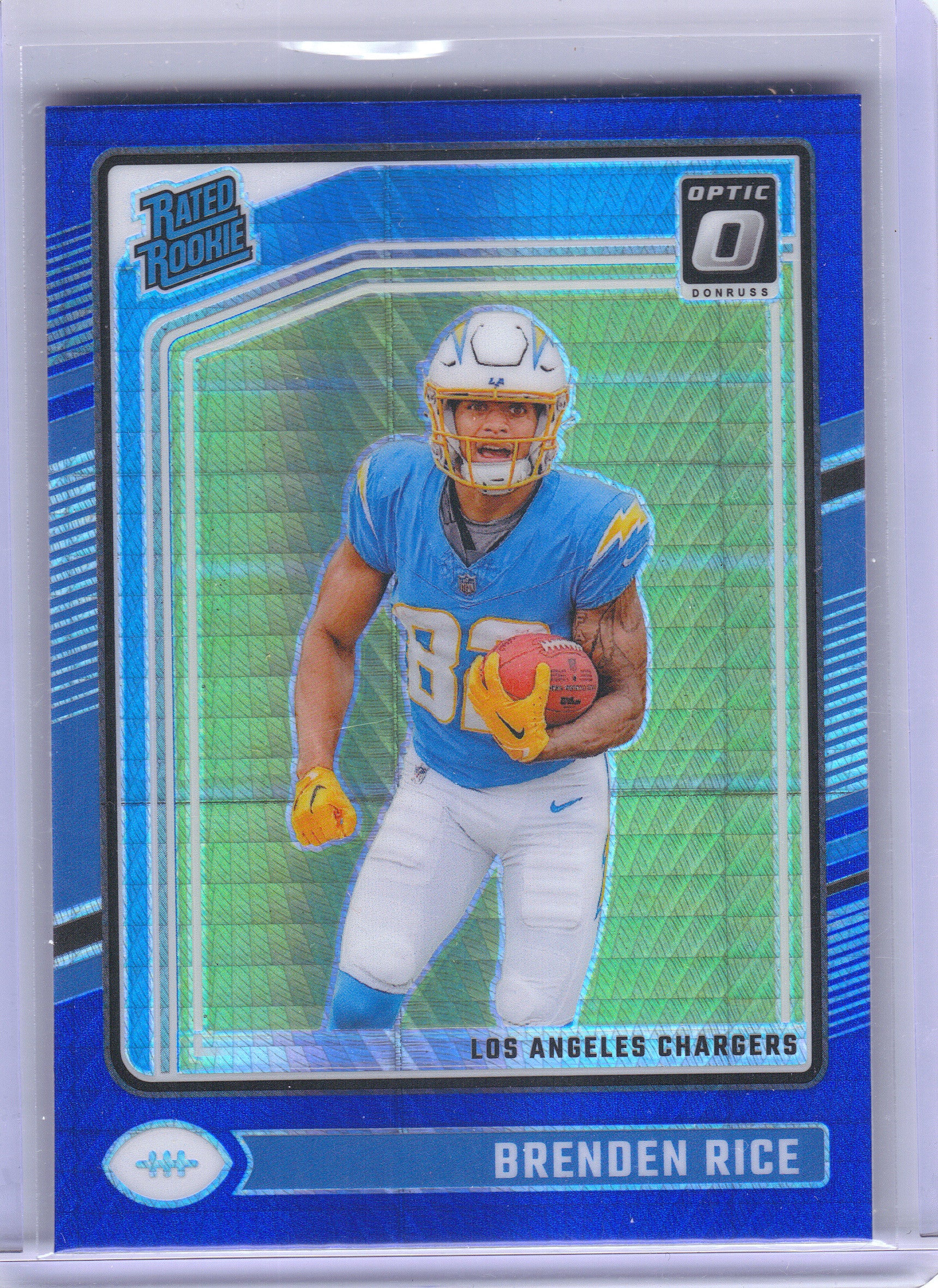 2024 Donruss Optic #213 Brenden Rice Blue Hyper Los Angeles Chargers