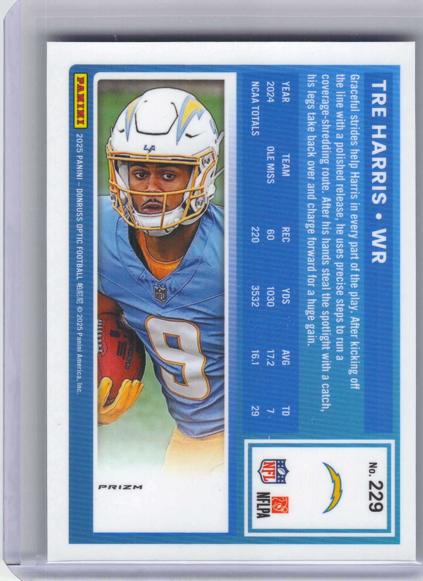 2025 Donruss Optic #229 Tre Harris Purple Shock Los Angeles Chargers RC