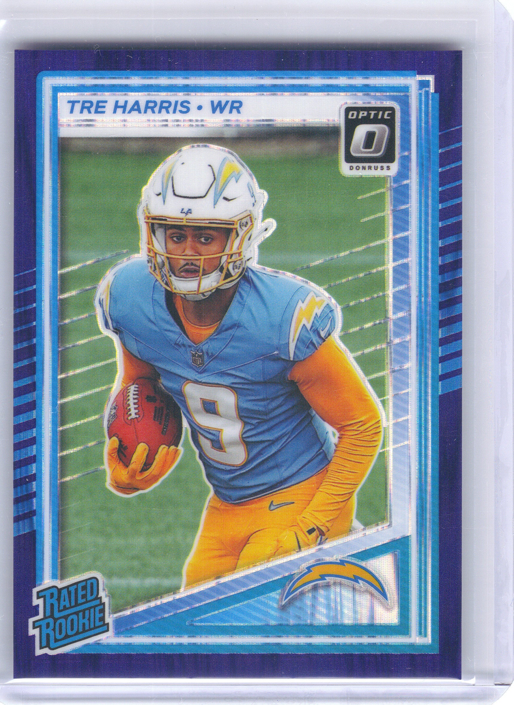 2025 Donruss Optic #229 Tre Harris Purple Shock Los Angeles Chargers RC