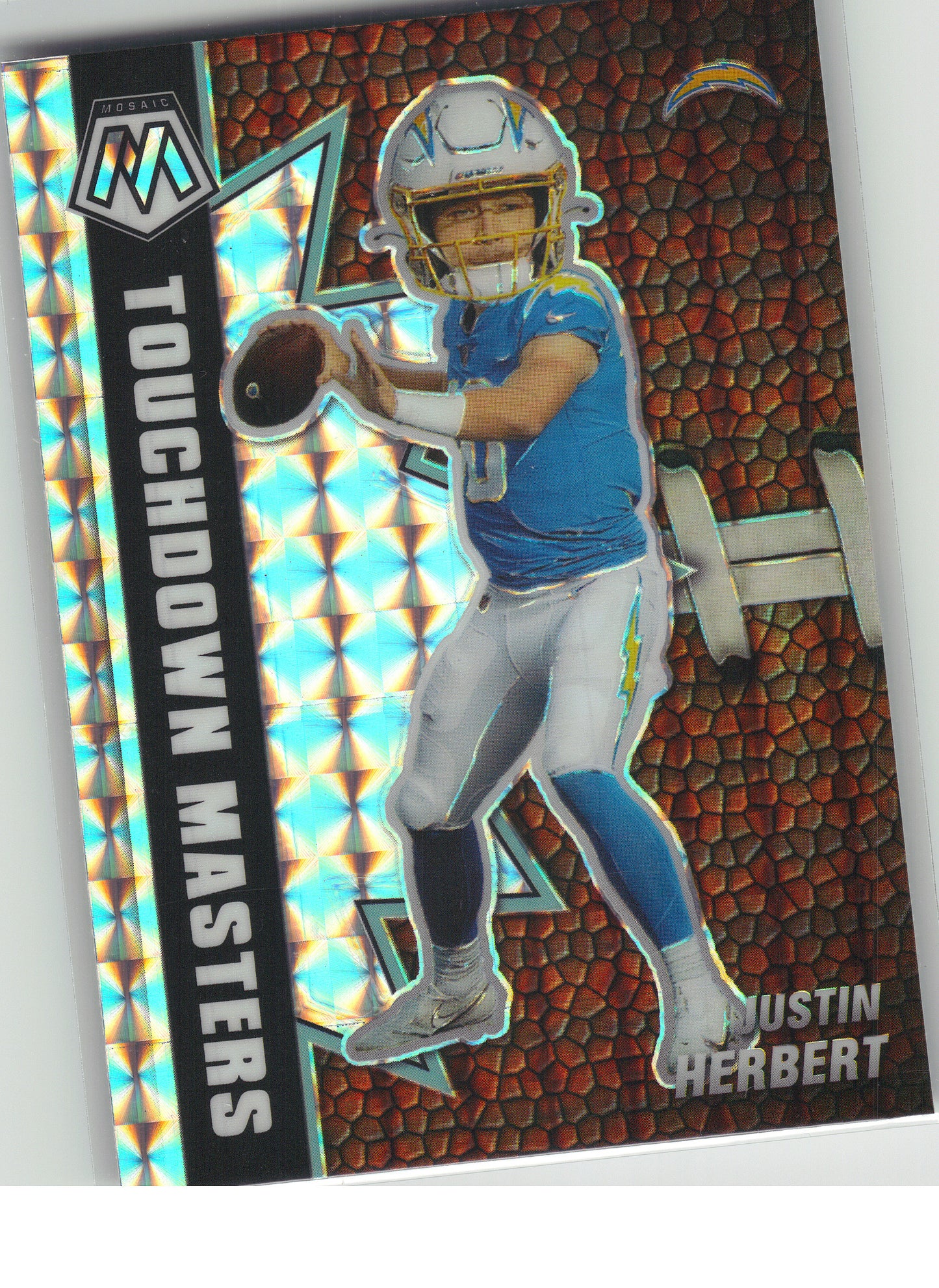 2021 Panini Mosaic #TM-16 Justin Herbert Touchdown Masters Mosaic Red Los Angeles Chargers