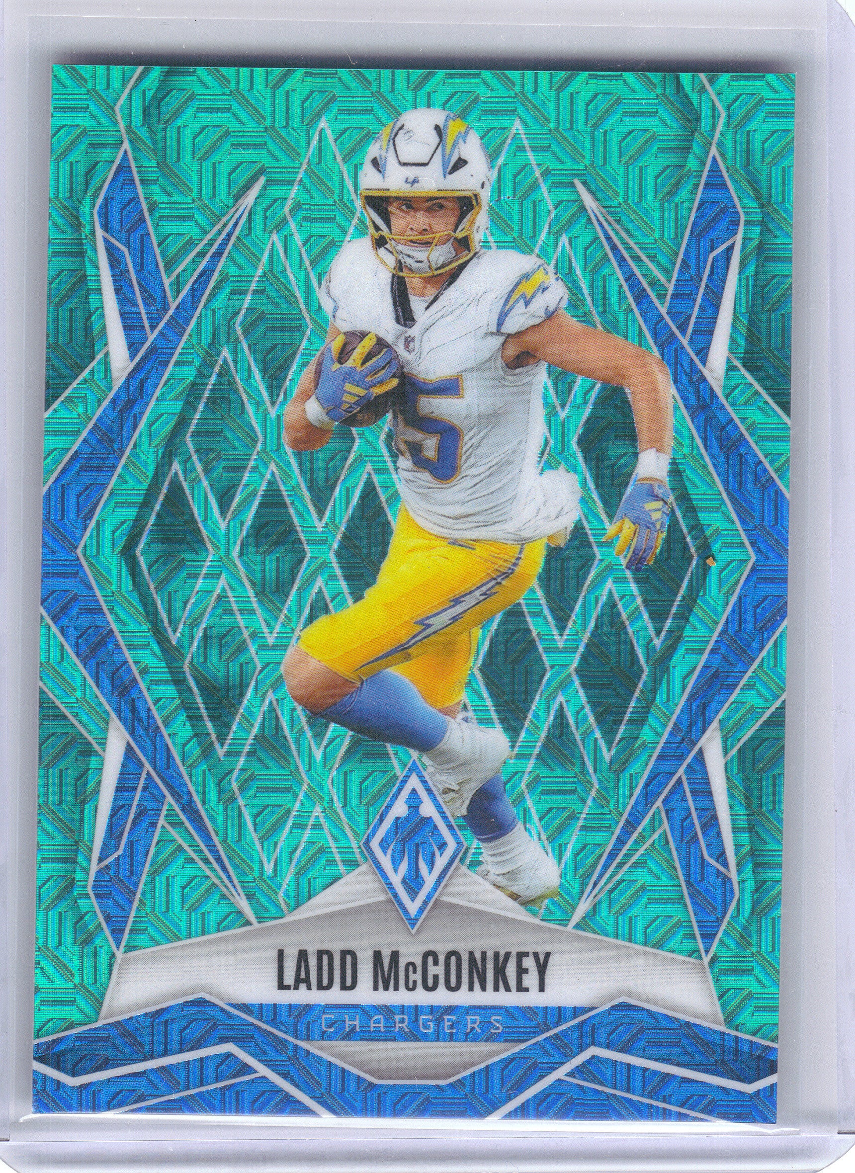 2025 Panini Phoenix #66 Ladd McConkey Teal Mojo Prizm #/50 Los Angeles Chargers SN