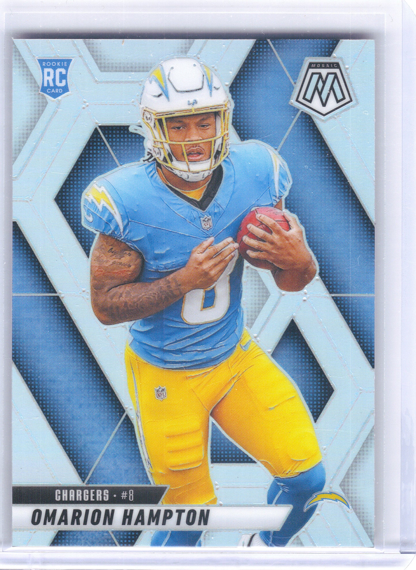 2025 Panini Mosaic #335 Omarion Hampton Silver Los Angeles Chargers RC