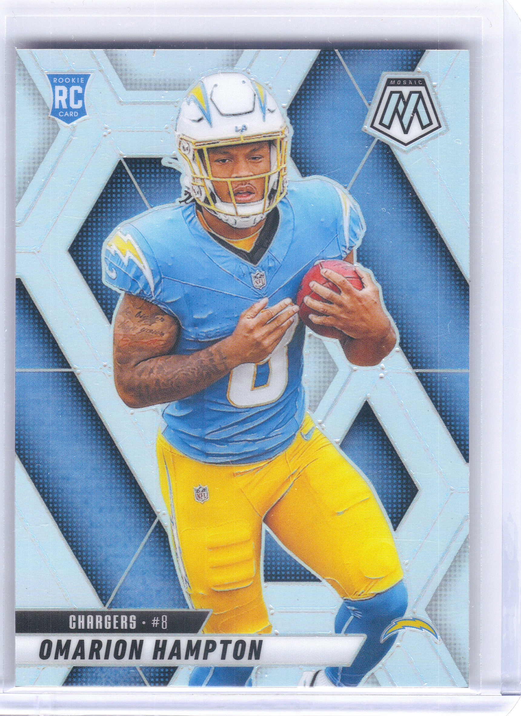 2025 Panini Mosaic #335 Omarion Hampton Silver Los Angeles Chargers RC