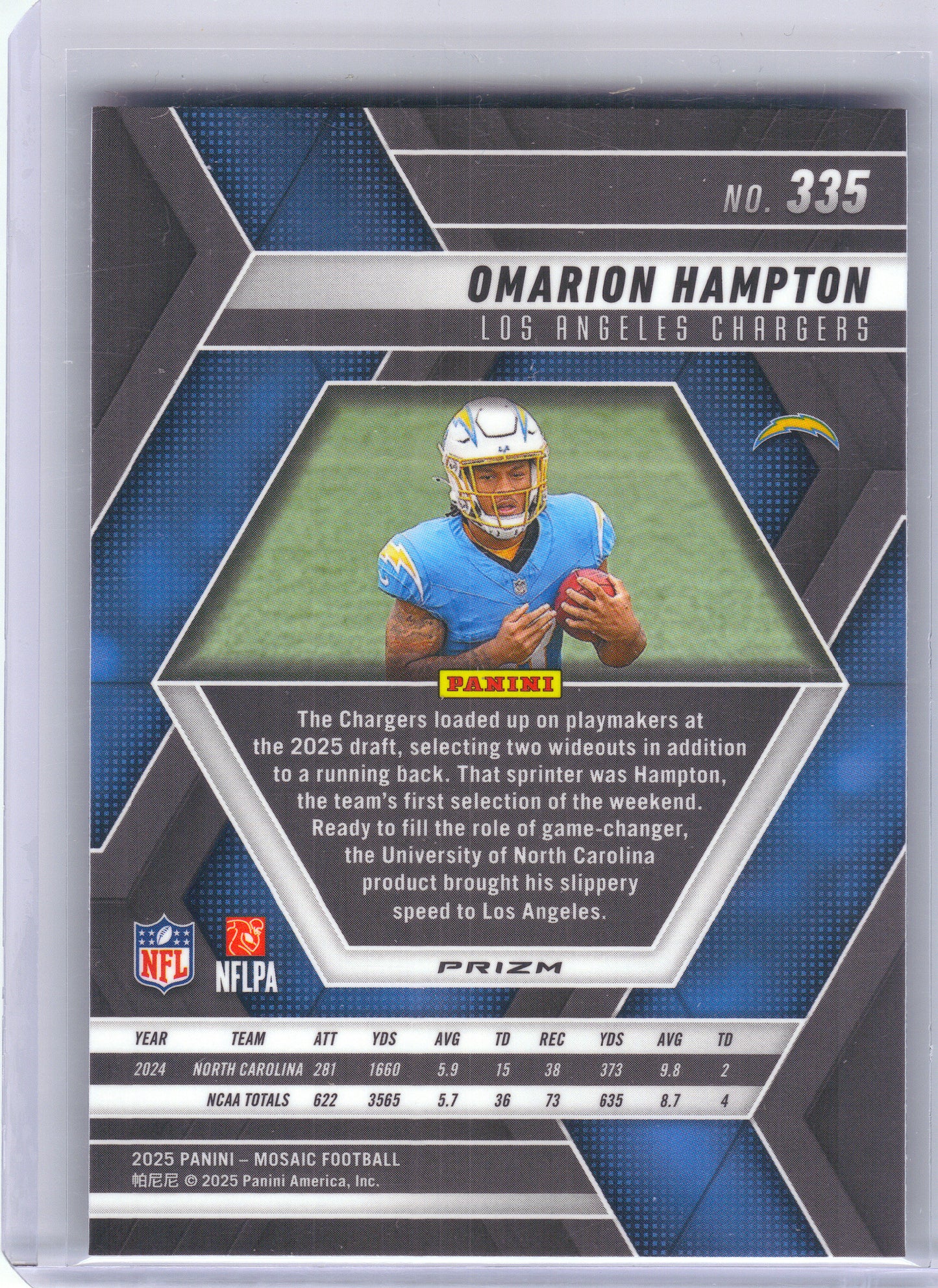 2025 Panini Mosaic #335 Omarion Hampton Mosaic Los Angeles Chargers RC