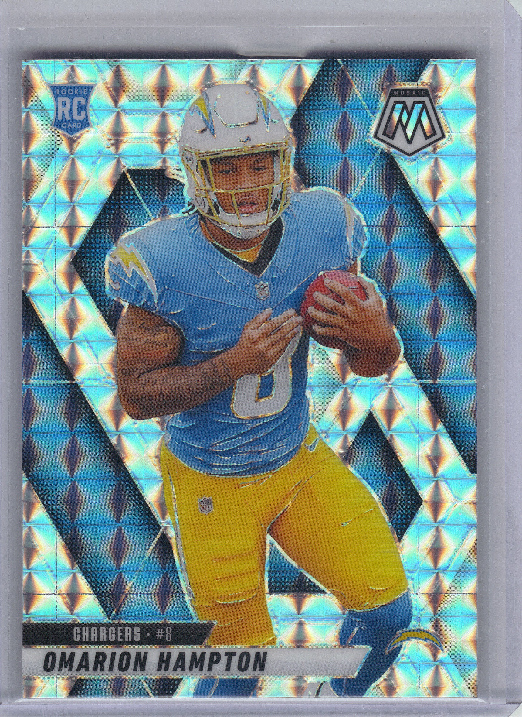 2025 Panini Mosaic #335 Omarion Hampton Mosaic Los Angeles Chargers RC
