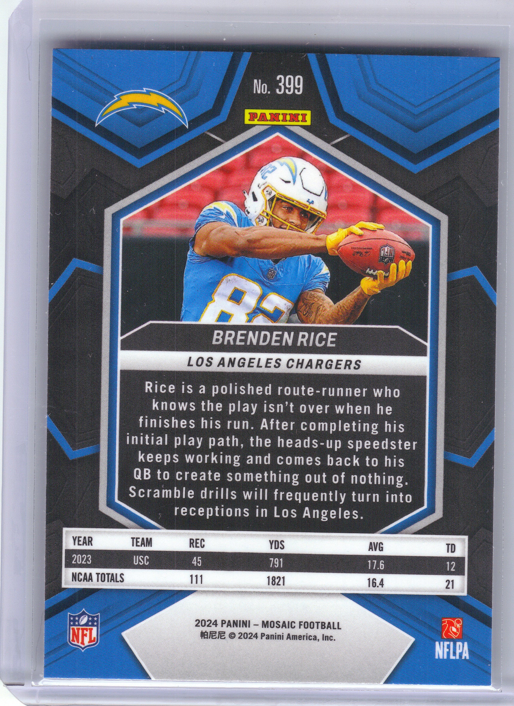 2024 Panini Mosaic #399 Brenden Rice Los Angeles Chargers RC