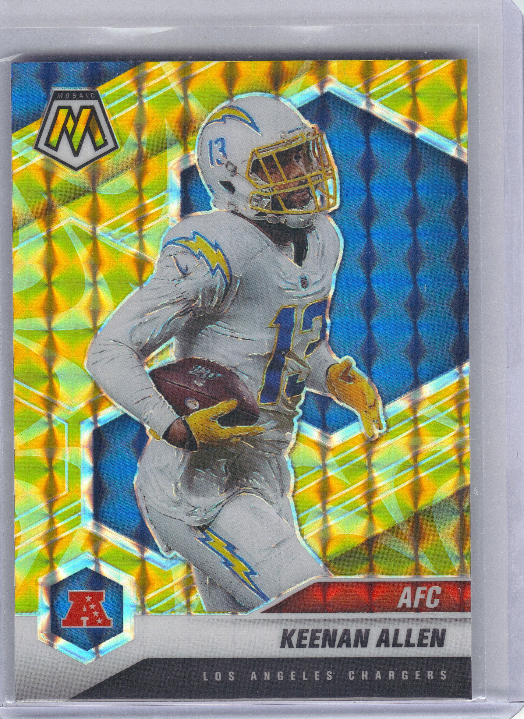 2021 Panini Mosaic #239 Keenan Allen Prizm Reactive Yellow Los Angeles Chargers