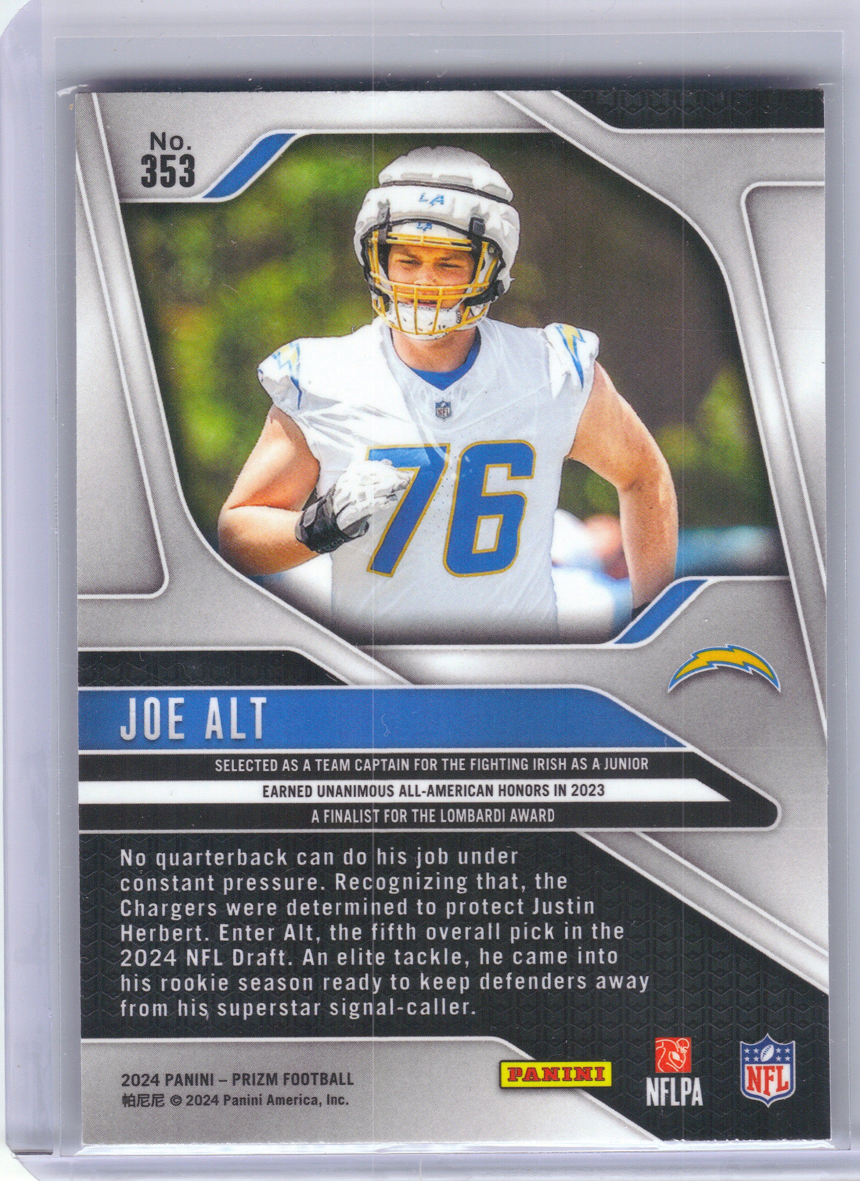 2024 Panini Prizm #353 Joe Alt Los Angeles Chargers RC