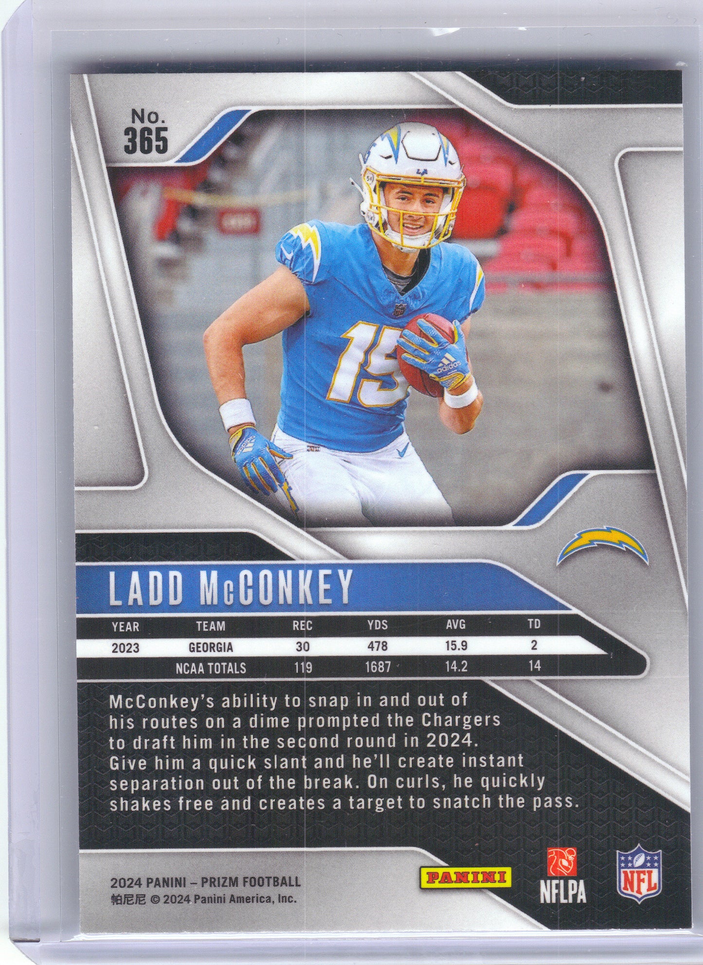 2024 Panini Prizm #365 Ladd McConkey Los Angeles Chargers RC