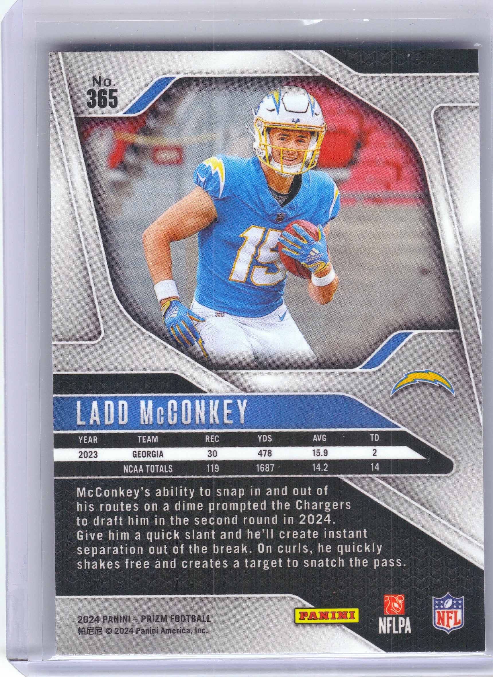 2024 Panini Prizm #365 Ladd McConkey Los Angeles Chargers RC
