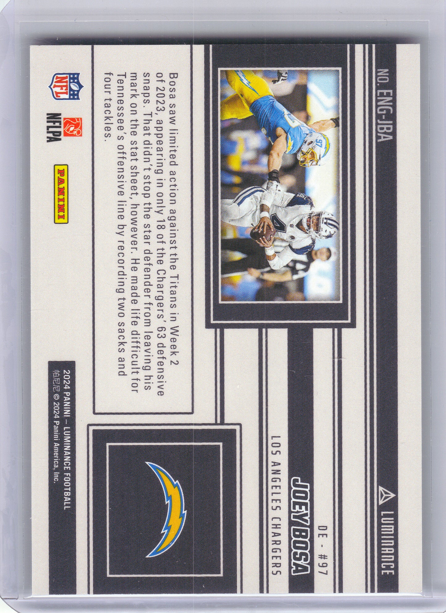 2024 Panini Luminance #ENG-JBA Joey Bosa Engaged Los Angeles Chargers