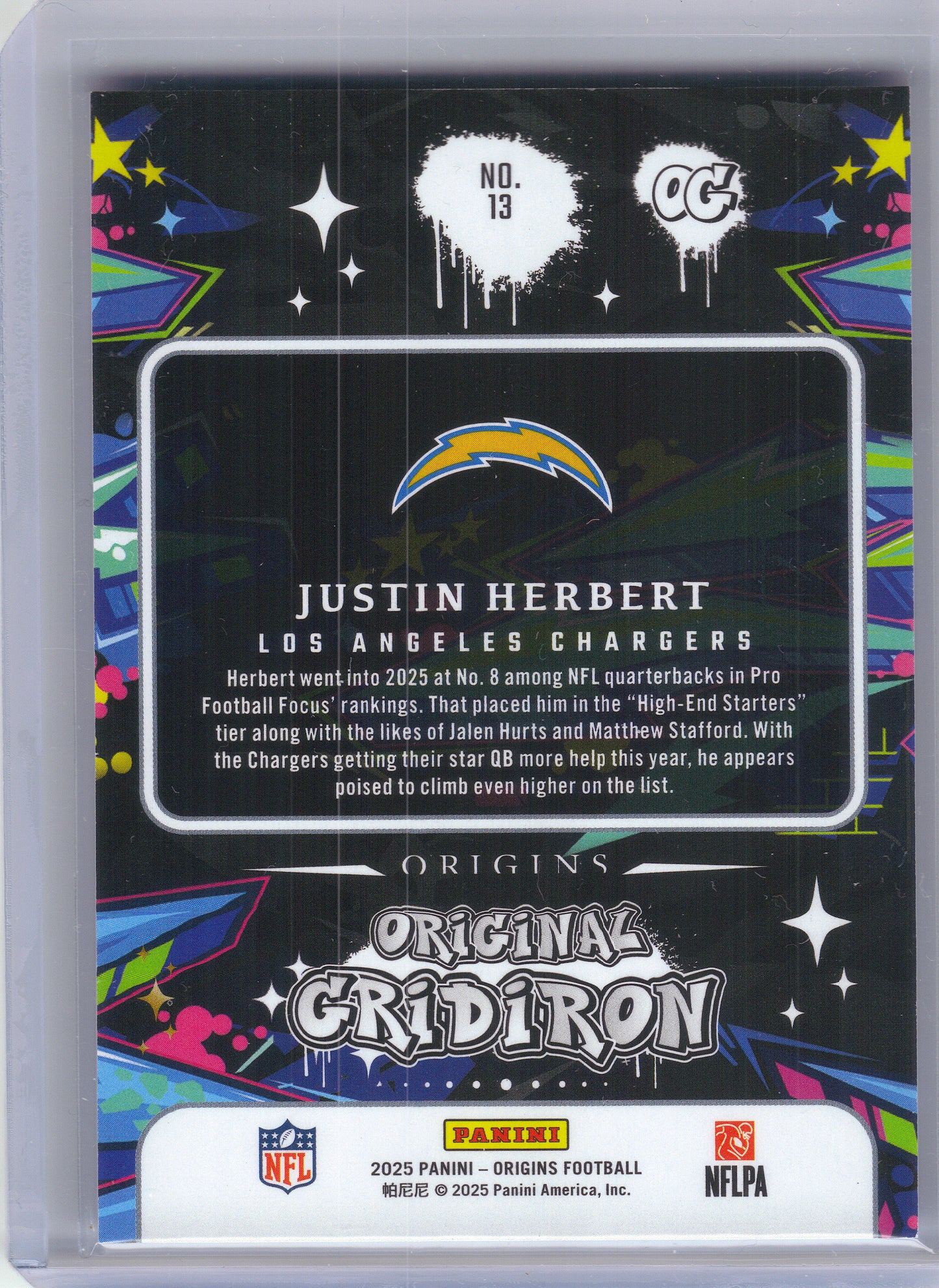 2025 Panini Origins #13 Justin Herbert Original Gridiron Los Angeles Chargers