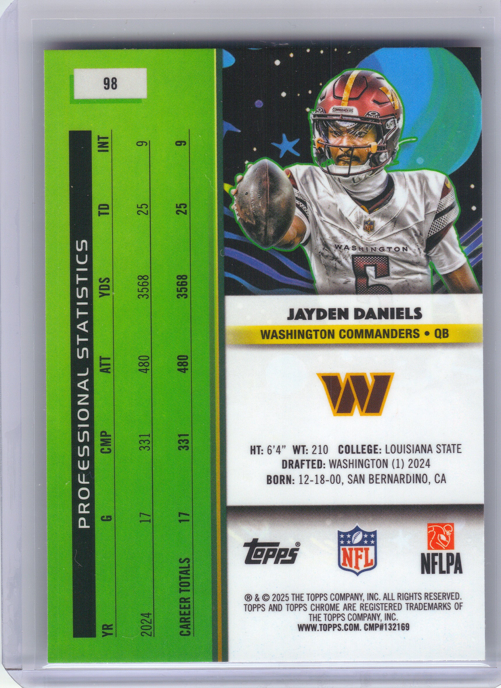 2025 Topps Chrome Cosmic #98 Jayden Daniels Washington Commanders