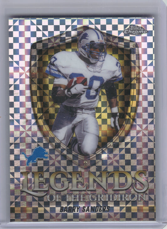 2025 Topps Chrome #LOG-11 Barry Sanders Legends of the Gridiron X-Fractor Detroit Lions