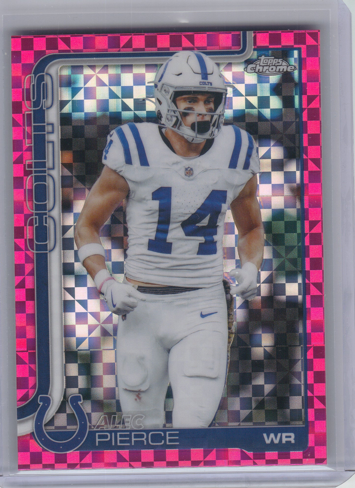 2025 Topps Chrome #125 Alec Pierce Hot Pink X-Fractor Indianapolis Colts